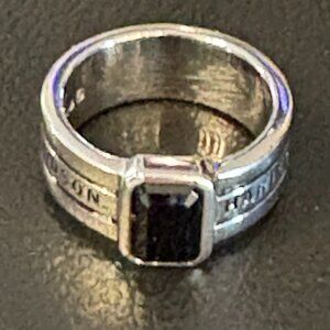 HARLEY DAVIDSON LADIES RECTANGLE BLACK STONE STERLINE SILVER RING